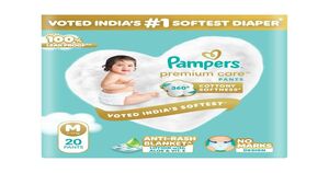 Check out Pampers Premium Care Pants M 20 | No Marks Design | India’s Softest Diaper on 