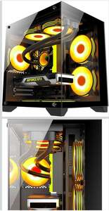 Ant Esports Crystal Z2 Mid-Tower Computer Case/Gaming Cabinet – Black | Support Micro-ATX, Mini-ITX | Pre-Installed 3 ARGB Infinity Mirror Fans