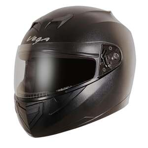 Vega Edge ISI Certified Full Face Gloss Finish Helmet for Men and Women with Clear Visor(Black, Size:L) 