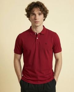 Allen Solly Men Solid Polo Neck Cotton Blend Red T-Shirt on Flipkart