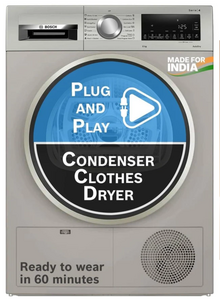 BOSCH 8 kg Tumble Dryer with In-built Heater Grey Washing Machine (WPG23108IN)
