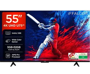 iFFALCON 139 cm (55 Inches) 4K UHD Smart LED Google TV | 144Hz VRR | 3GB RAM | Dolby Vision & Atmos | Game Master | 55U75