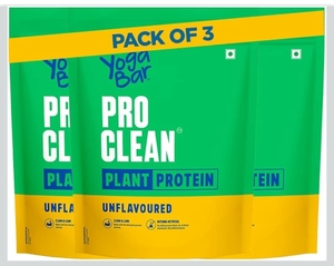 Yogabar Pro Clean Plant Protein | Unflavoured | Clean & Natural Plant Blend | 500g (Pack of 3)