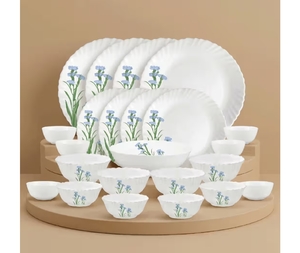 La Opala Novo Opalware Dinner Set (21 Pieces, Blue Florets) on Instamart: