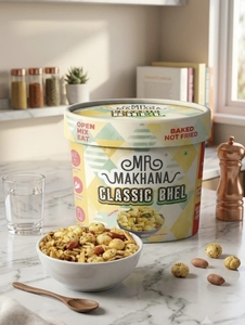 Digihaat : Mr Makhana classic roasted makhana and puffed rice bhel 57 gm ready to eat snack 