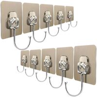 Heavy Duty Self Adhesive Wall Hooks | Waterproof PVC Sticky Hooks Stainless Steel Big Hooks for Ho…