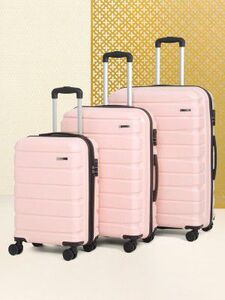 Teakwood Small-Medium-Large 8 Wheels Trolley Bag, Hard Cabin with Zipper Closure, 