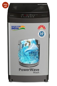 Bosch 8 kg 5 Star Fully Automatic Top Load Washing Machine, PowerWave Wash, Inbuilt Dual Lint Filter, Stainless Steel VarioDrum with 5 fin Pulsator, Flex Drain, Water Save, Dark Grey (WOE80AHOIN)