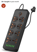 Portronics Power Plate 7 with 6 USB Port + 8 Power Sockets Smart Electric Universal Extension Board Multi Plug with 2500W, 2Mtr Cord Length, 2.1A USB Output(Black) 
