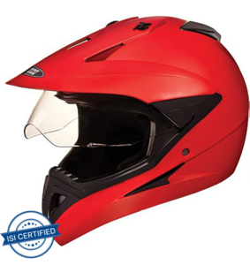 STUDDS MOTOCROSS PLAIN WITH VISOR FULL FACE -L Motorbike Helmet (Matt Red)