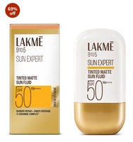 Lakme Sun Expert Tinted Dry Matte Sunscreen Fluid SPF 50+ PA++++ | 1% Ceramide Complex for Skin Barrier Repair | Sheer Coverage Foundation Like Finish – Bronze (50ml)