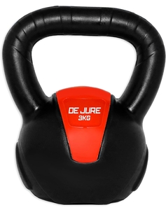 De Jure Fitness PVC Kettlebell 3kg for Men & Women Strength & Cardio Training, Soft Grip, Crushed Concrete Filled, Full Body Workout