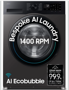 Samsung 9 kg, 5 star, AI EcoBubble, Super Speed, Wi-Fi, Fully-Automatic Front Load Washing Machine (WW90DG5U24AXTL, Inox)