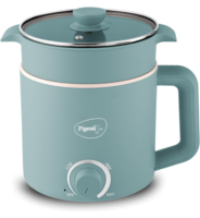Pigeon By Stovekraft Swift Plus Multi-Cook Kettle 1.5L, With Steamer, Egg Rack - Blue | Double Layered | Food Grade Stainless Steel Inner Wall | Glass Lid | Auto Shut-Off, 600 Watts