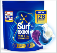 Excel 3 in 1 Smart Shots Unit Dose Liquid Detergent Pack of 28 Count for Both Front Load and Top Load Washing Machines|| (28 U x 19.9 g)